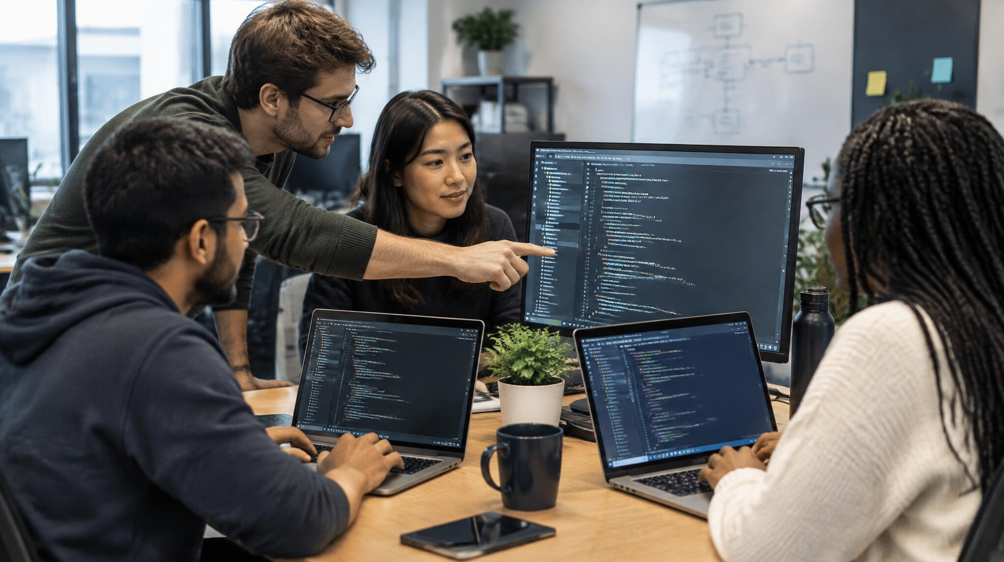 programmers working together at computers